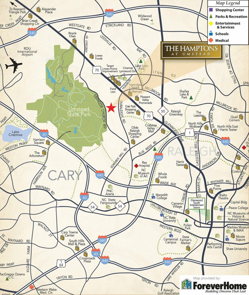 Map of The Hamptons at Umstead